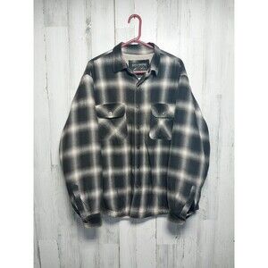 Grizzly Mountain Sherpa Flannel Lined Black Brown Plaid Workwear Mens XL